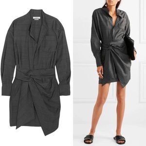 ISABEL MARANT ÉTOILE
Nola Draped-front Prince Of Wales-checked Dress